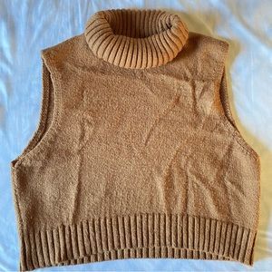 Sleeveless Knit Vintage Vest, Turtle Neck, Size Medium